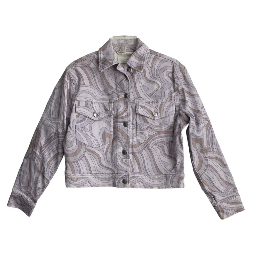 NWOT Aritzia Wilfred Free Gaze Jacket Denim Swirls Size XS